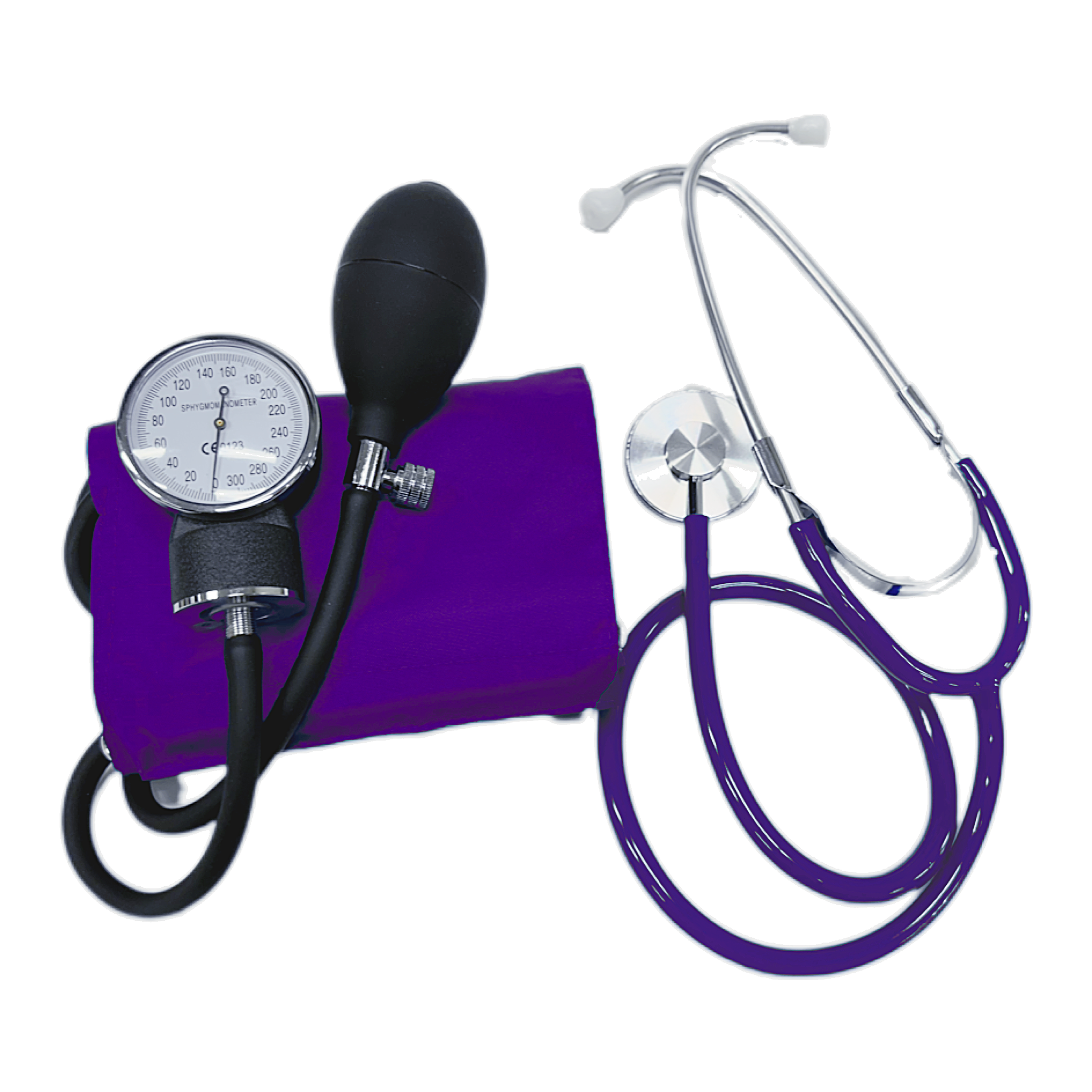 Verpleegkundige Bloeddrukmeter - Nurse DeLuxe - Paars incl. stethoscoop
