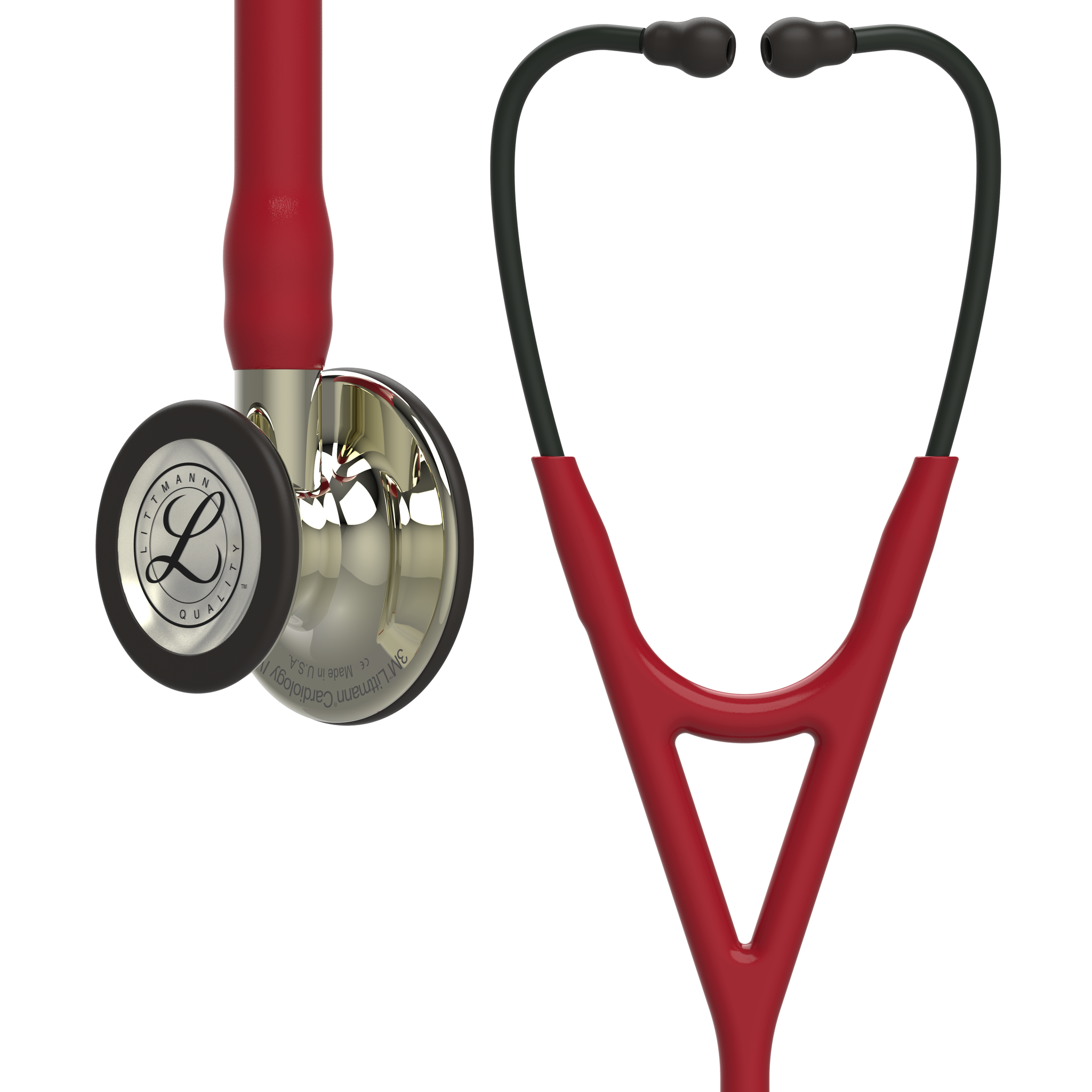 Littmann® Littmann® Cardiology Dual Stethoscoop - Bordeaux Rood Champagne Boststuk - 6176, foto 2 van 6