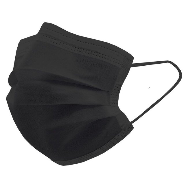 Chirurgische Mondkapjes | Profil Plus | Type IIR | met elastiek | Zwart | 50 st.
