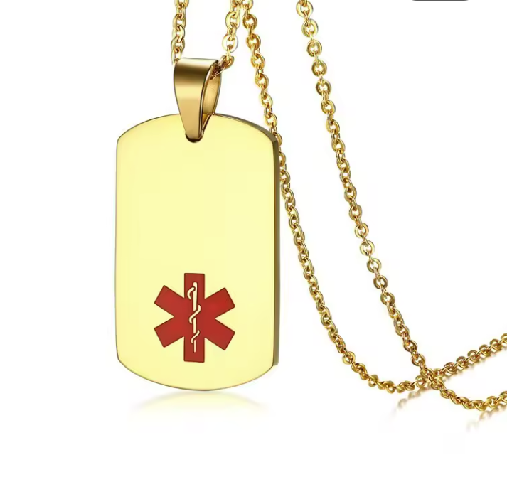 MediSieraad Dog Tag classic Goudkleurige halsketting - Incl. Gravering