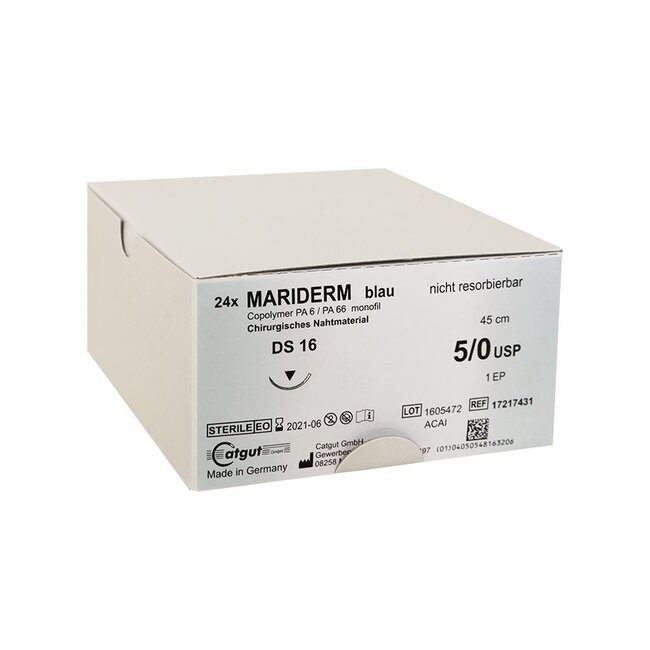 Catgut Mariderm® hechtdraad 5-0 met DS-16 naald