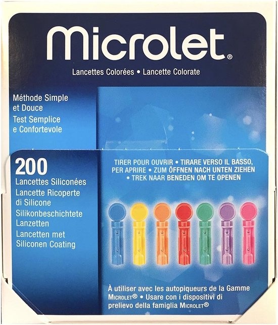 Microlet lancetten gekleurd 200st.