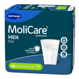Hartmann MoliCare® Premium MEN PAD | 2 drops | Anatomisch gevormde buidel | 14 stuks