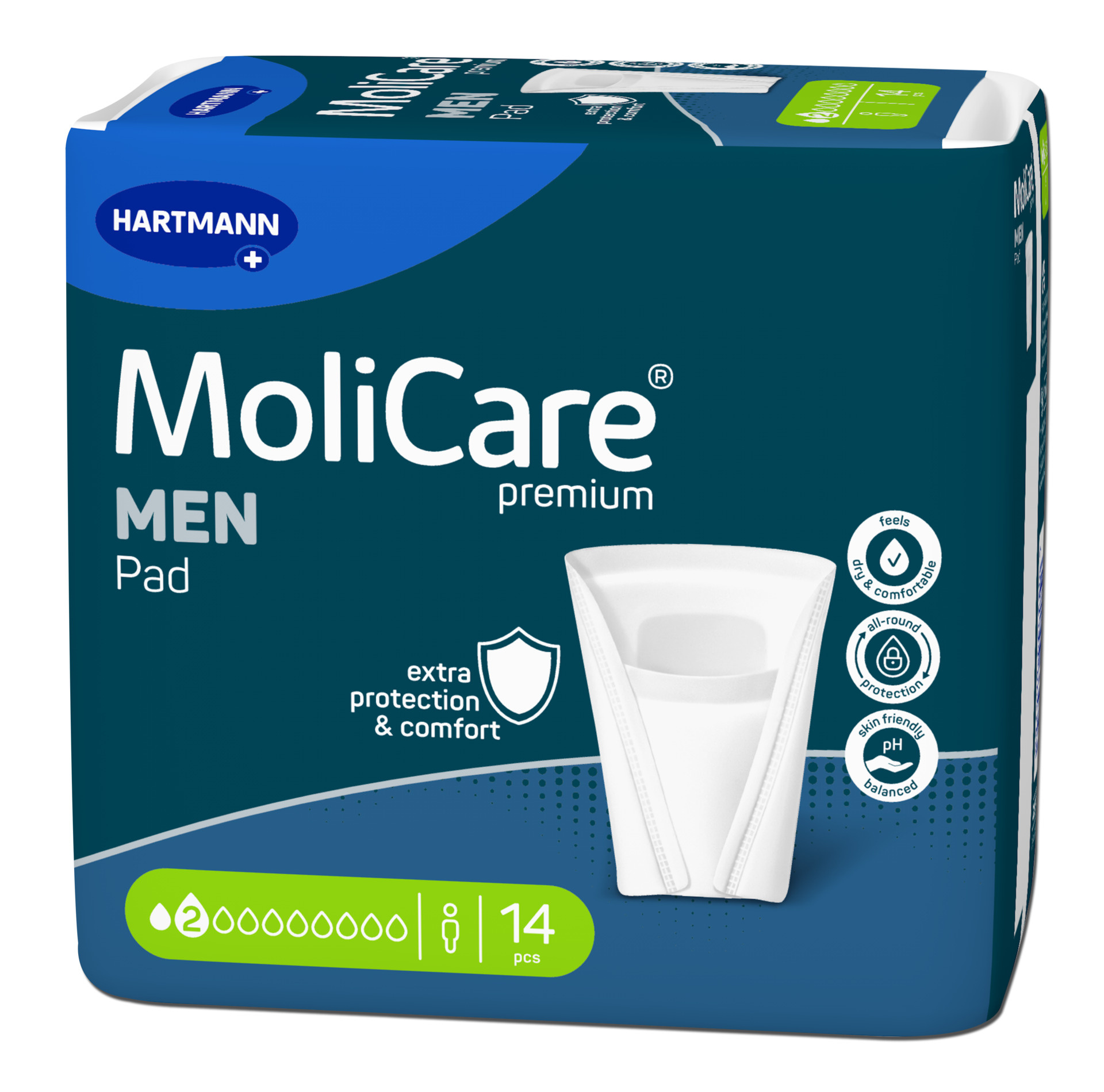 Hartmann MoliCare® Premium MEN PAD | 2 drops | Anatomisch gevormde buidel | 14 stuks