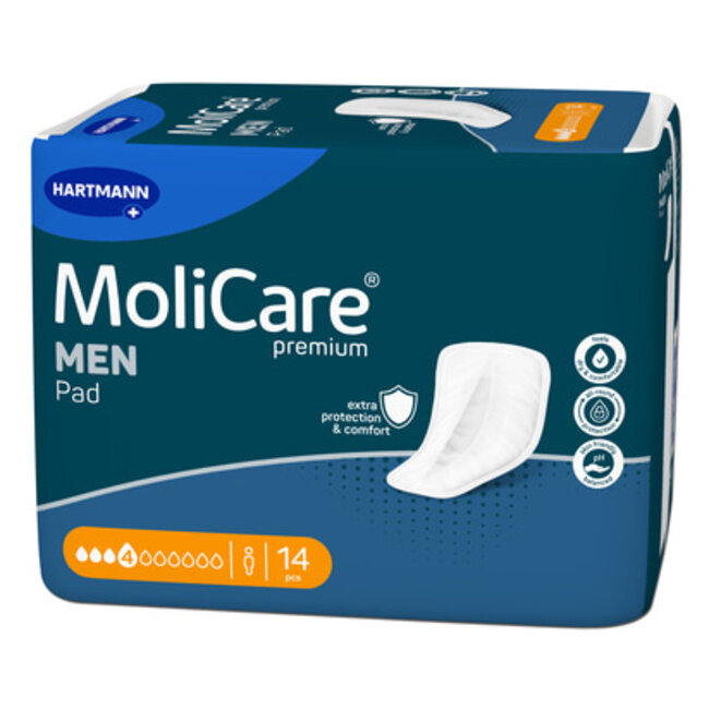 Hartmann MoliCare® Premium MEN PAD | 4 drops | anatomische inlegger | 14 stuks