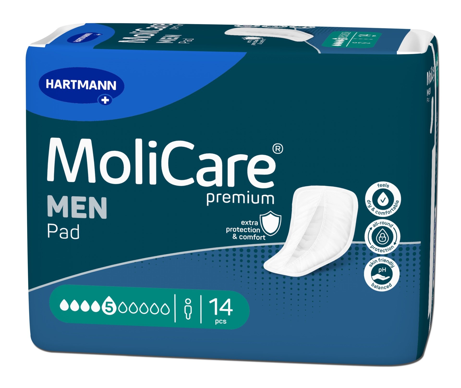 Hartmann MoliCare® Premium MEN PAD | 5 drops | anatomische inlegger | 14 stuks