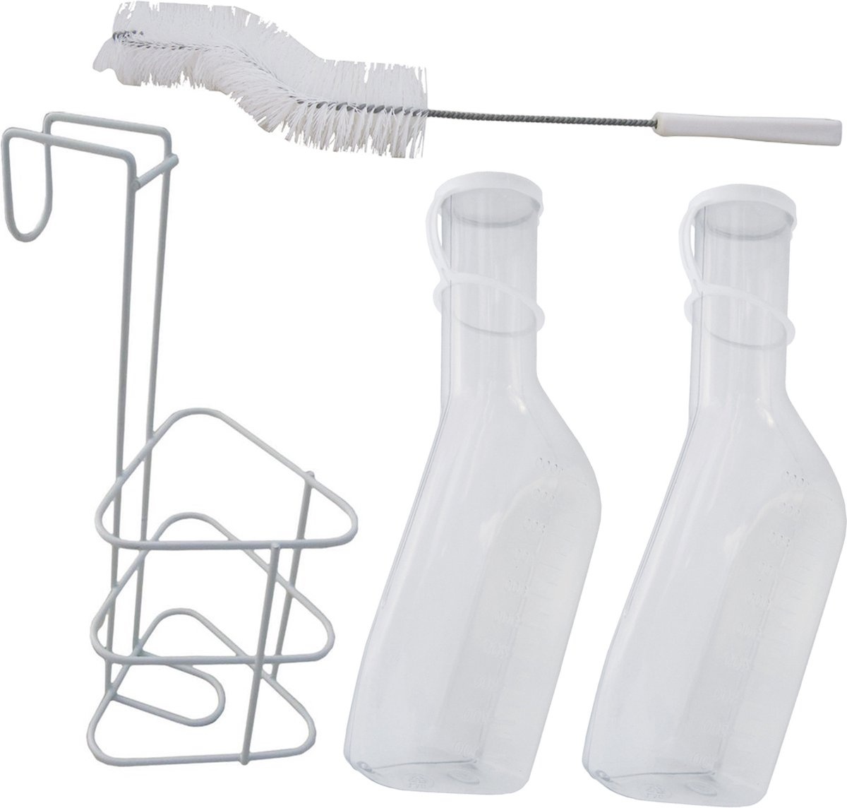 Complete Urinaalset Voor Mannen - 2 x Urinefles / 1 Urinaalhouder / 1 Urinaalborstel