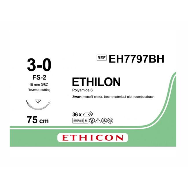 Ethicon Ethilon hechtdraad 3-0 met FS-2 naald - EH7797BH