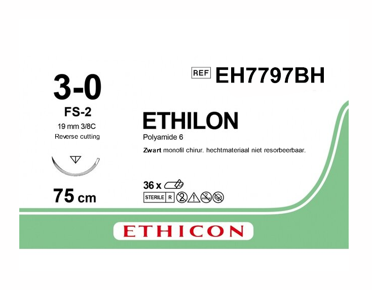 Ethicon Ethilon hechtdraad 3-0 met FS-2 naald - EH7797BH