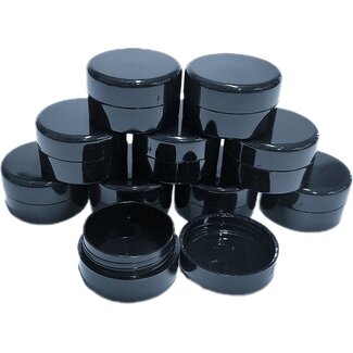 Mini Plastic Potjes met Deksel - 4 ml - 12 stuks - Zwart - Cosmetica potje - Lege Potjes - Zalfpotje