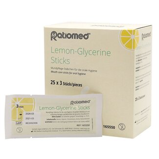 Ratiomed Citroen-Glycerine Sticks - Lemon Swabs - 25 x 3 stuks - mondverfissende wattenstaafjes