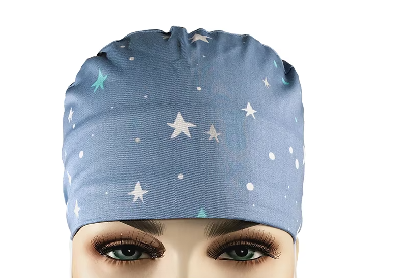 OK muts tieback - blauw met sterren operatiemuts