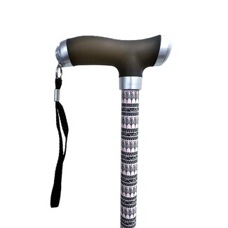 Wandelstok met extra-zacht handvat - Motief: Licht-roze met veren