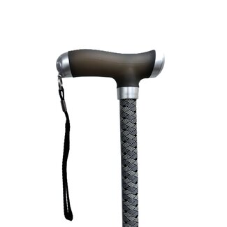 Wandelstok met Silicone handvat - zwart-witte streepjes