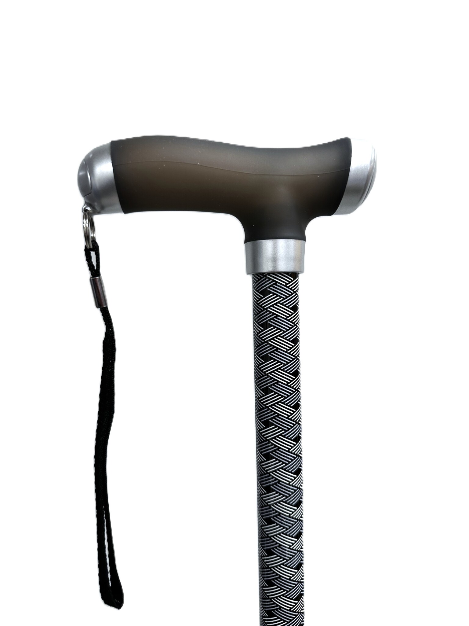 Wandelstok met Silicone handvat - zwart-witte streepjes