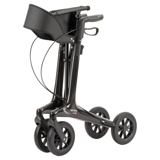 Lichtgewicht rollator carbon - Zwart - 5,5kg - met tas en rugsteun