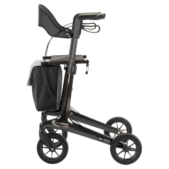 Lichtgewicht rollator carbon - Zwart - 5,5kg - met tas en rugsteun