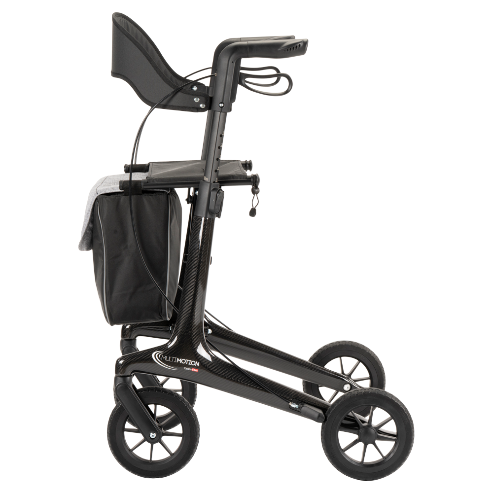 Lichtgewicht rollator carbon - Zwart - 5,5kg - met tas en rugsteun, foto 6 van 6