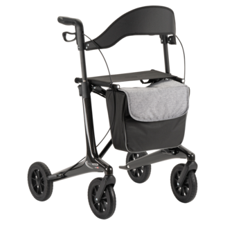 Lichtgewicht rollator carbon - Zwart - 5,5kg - met tas en rugsteun