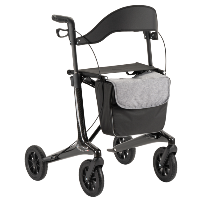 Lichtgewicht rollator carbon - Zwart - 5,5kg - met tas en rugsteun