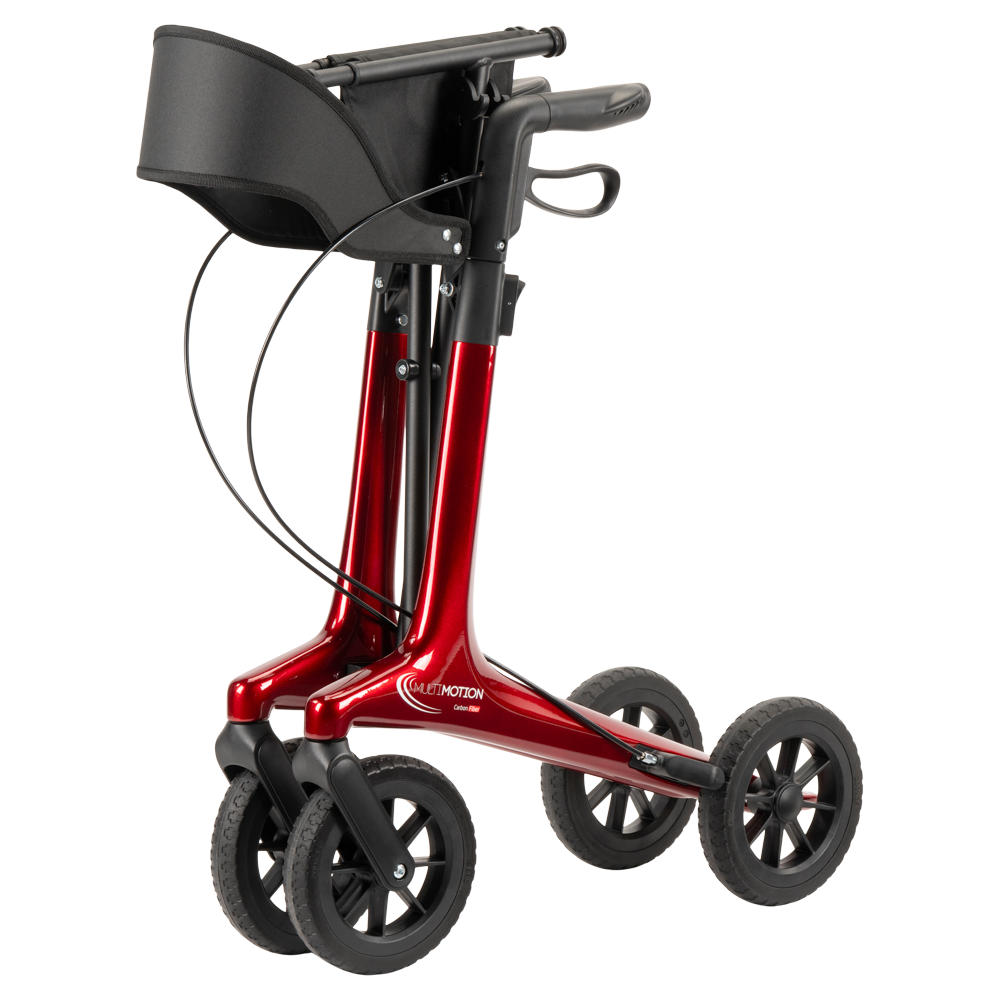 Lichtgewicht rollator carbon - Rood - 5,5kg - met tas en rugsteun, foto 4 van 6