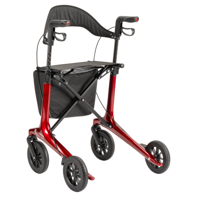 Lichtgewicht rollator carbon - Rood - 5,5kg - met tas en rugsteun