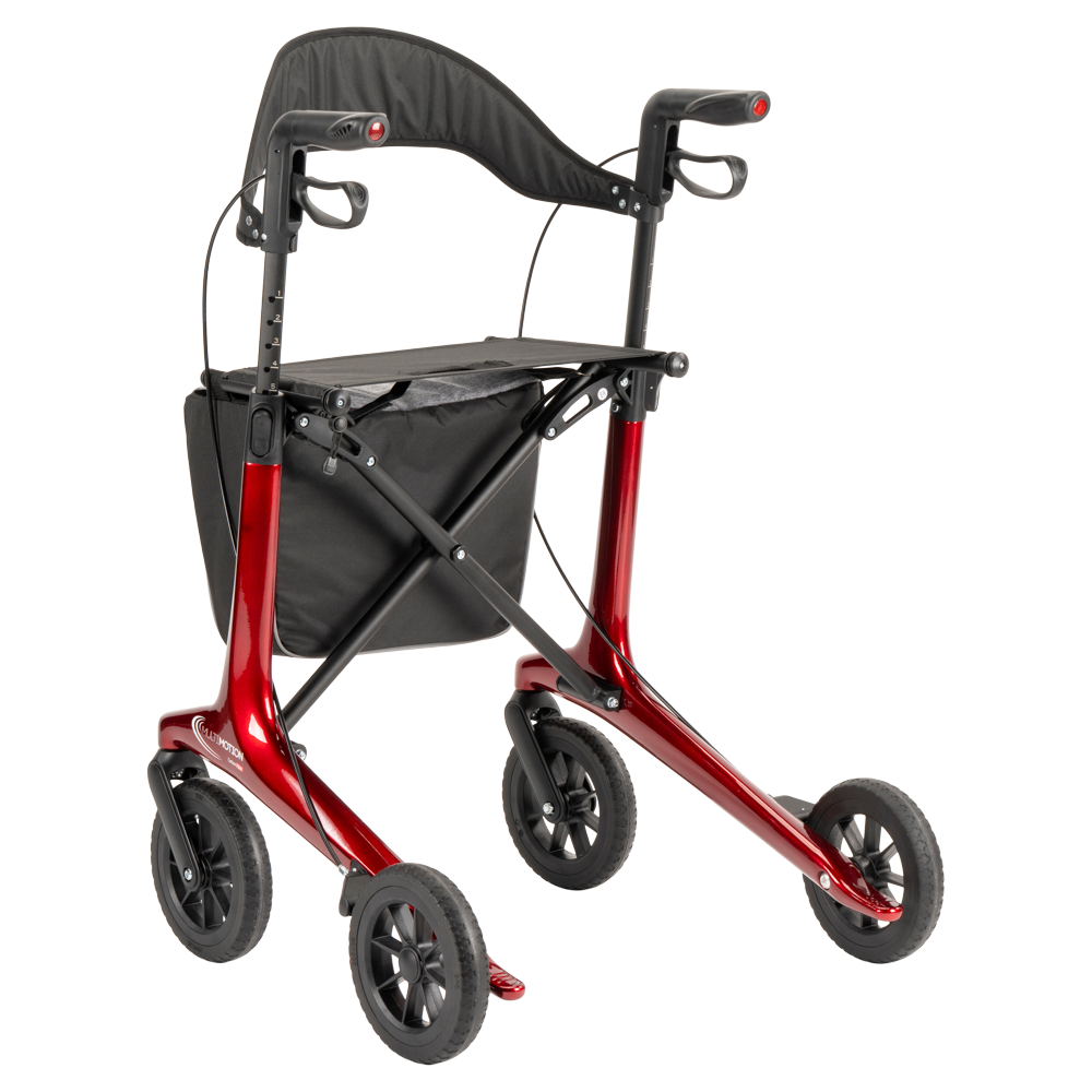 Lichtgewicht rollator carbon - Rood - 5,5kg - met tas en rugsteun, foto 5 van 6