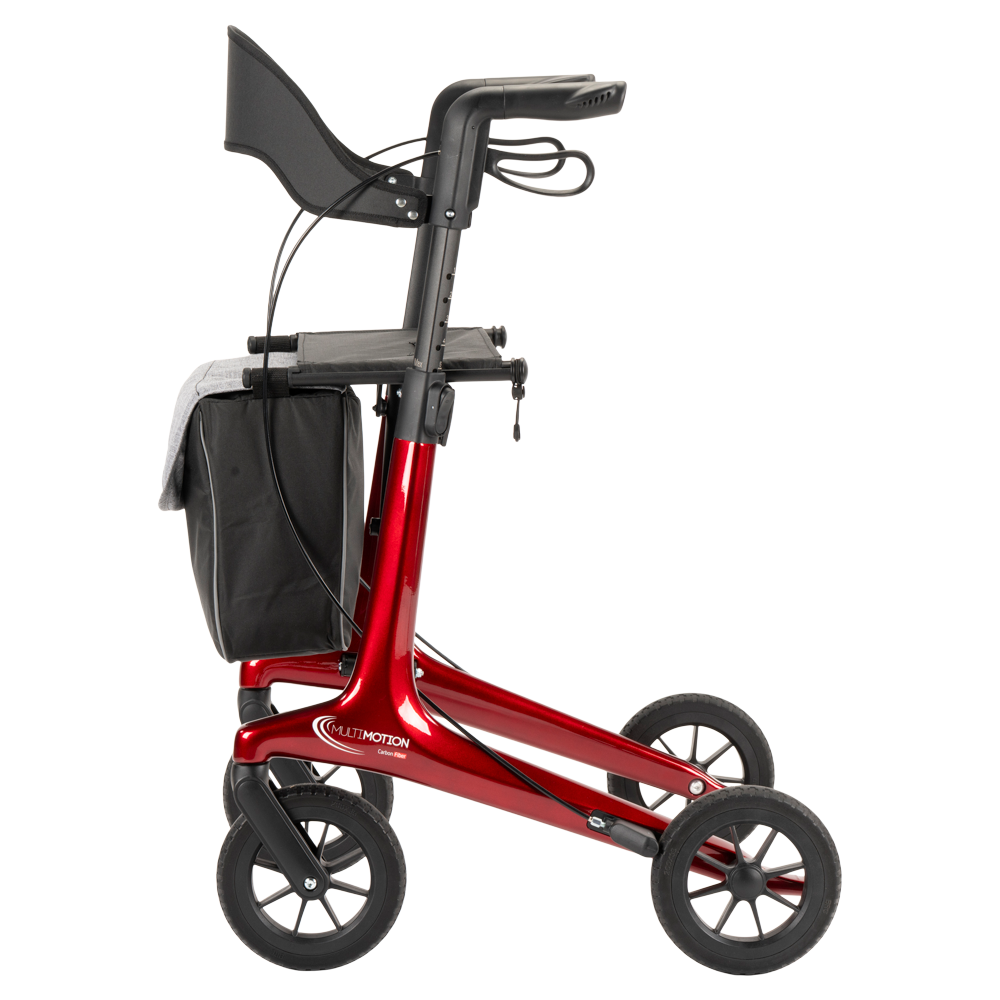 Lichtgewicht rollator carbon - Rood - 5,5kg - met tas en rugsteun, foto 6 van 6