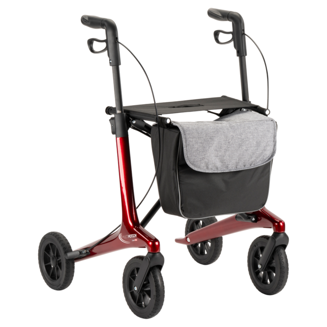 Lichtgewicht rollator carbon - Rood - 5,5kg - met tas en rugsteun