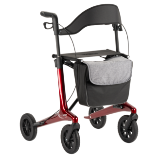 Lichtgewicht rollator carbon -Rood - 5,5kg - met tas en rugsteun