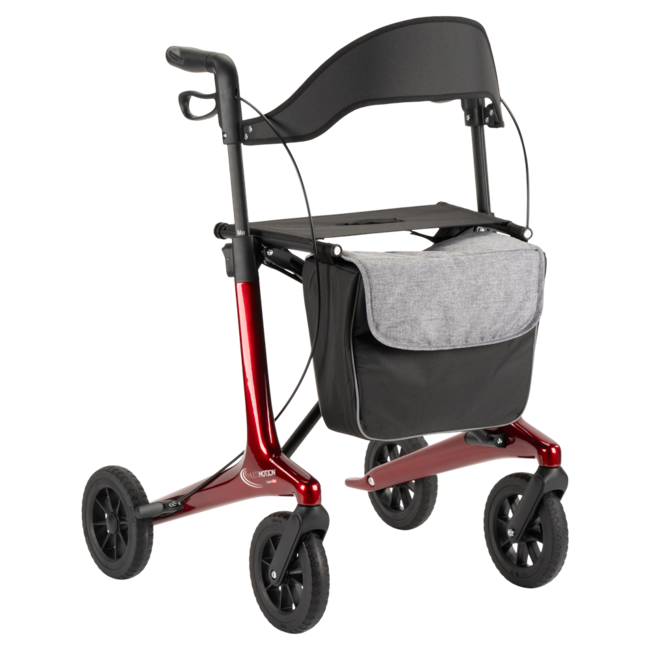 Lichtgewicht rollator carbon - Rood - 5,5kg - met tas en rugsteun