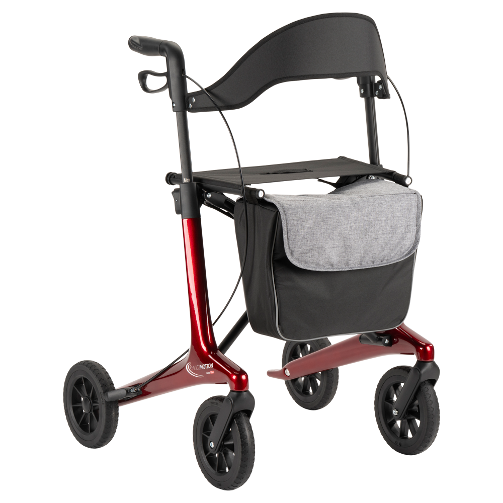 Lichtgewicht rollator carbon - Rood - 5,5kg - met tas en rugsteun