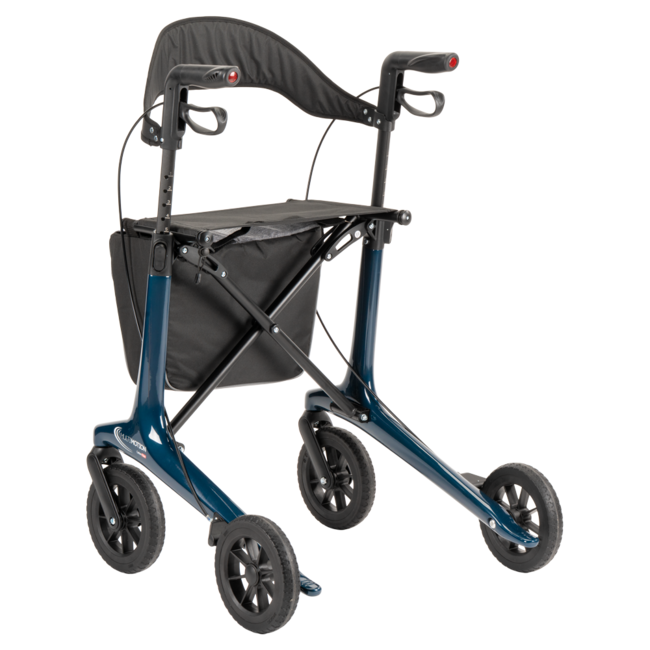 Lichtgewicht rollator carbon - Blauw - 5,5kg - met tas en rugsteun