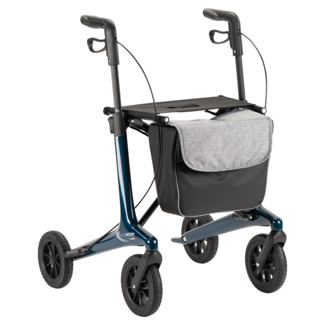 Lichtgewicht rollator carbon - Blauw - 5,5kg - met tas en rugsteun