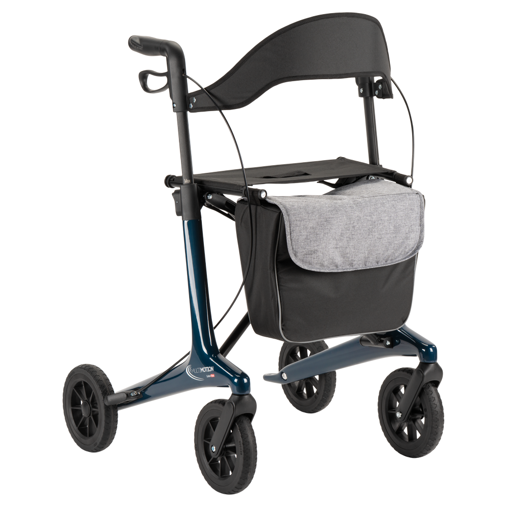 Lichtgewicht rollator carbon - Blauw - 5,5kg - met tas en rugsteun