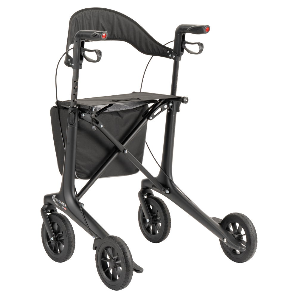 Lichtgewicht rollator carbon - Mat Zwart - 5,5kg - met tas en rugsteun, foto 5 van 6