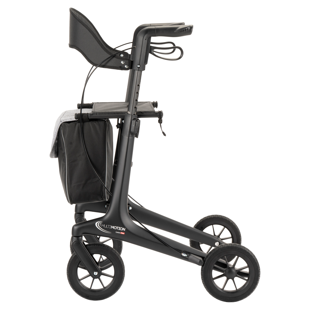 Lichtgewicht rollator carbon - Mat Zwart - 5,5kg - met tas en rugsteun, foto 6 van 6