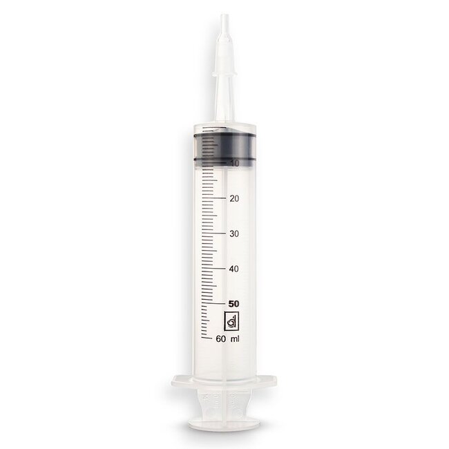 Injectiespuit 50/60 ml met grote tip - Per stuk , Per 10 stuks of per doos van 50 stuks.