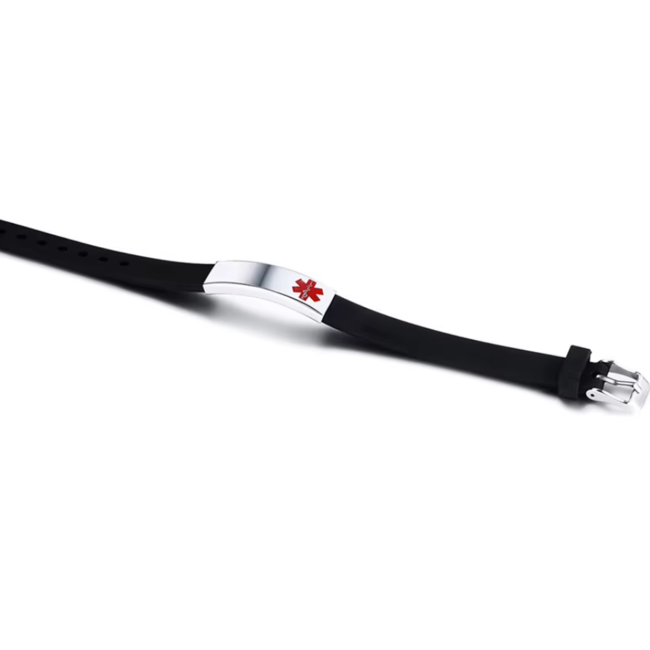 MediSieraad MediSieraad Medische Armband van Siliconen – Rood – Inclusief Gravering voor Allergie, Diabetes of ICE-informatie