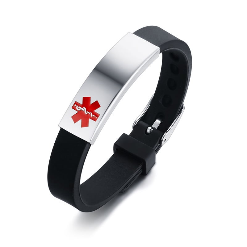 MediSieraad MediSieraad Medische Armband van Siliconen – Roze – Inclusief Gravering voor Allergie, Diabetes of ICE-informatie, foto 3 van 6