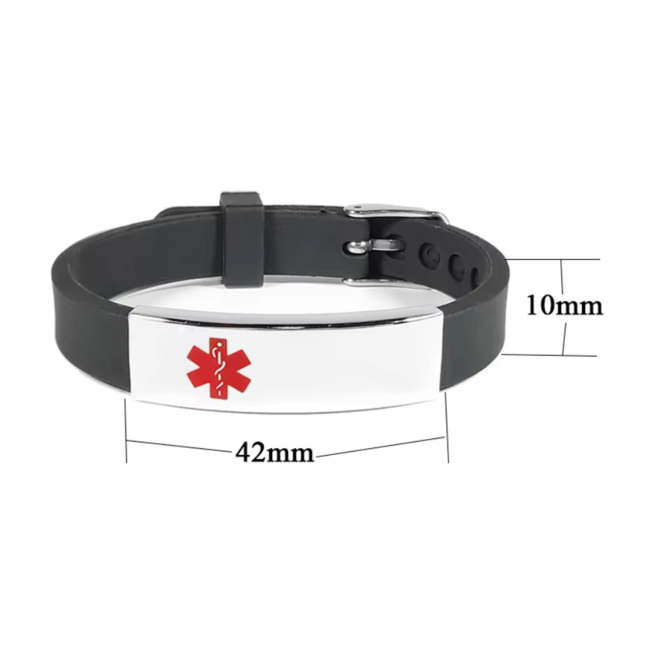 MediSieraad MediSieraad Medische Armband van Siliconen – Roze – Inclusief Gravering voor Allergie, Diabetes of ICE-informatie