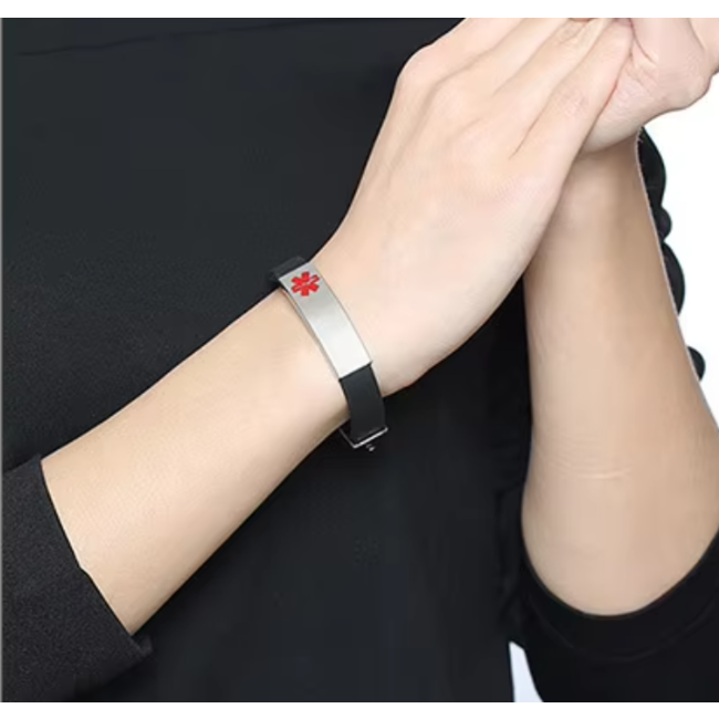 MediSieraad MediSieraad Medische Armband van Siliconen – Roze – Inclusief Gravering voor Allergie, Diabetes of ICE-informatie