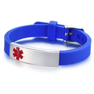 MediSieraad MediSieraad Medische Armband van Siliconen – Blauw – Inclusief Gravering voor Allergie, Diabetes of ICE-informatie