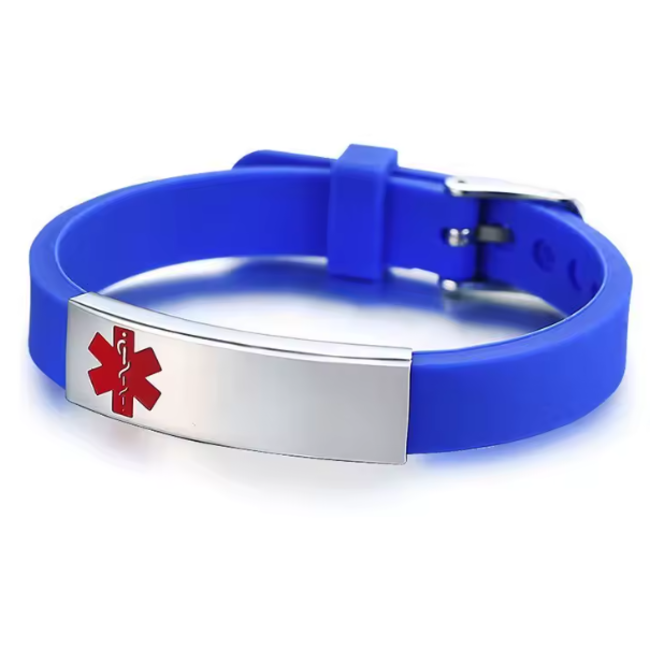 MediSieraad MediSieraad Medische Armband van Siliconen – Blauw – Inclusief Gravering voor Allergie, Diabetes of ICE-informatie