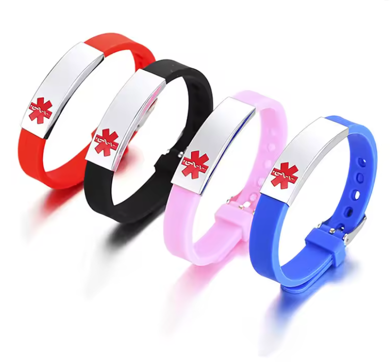 MediSieraad MediSieraad Medische Armband van Siliconen – Blauw – Inclusief Gravering voor Allergie, Diabetes of ICE-informatie, foto 2 van 6