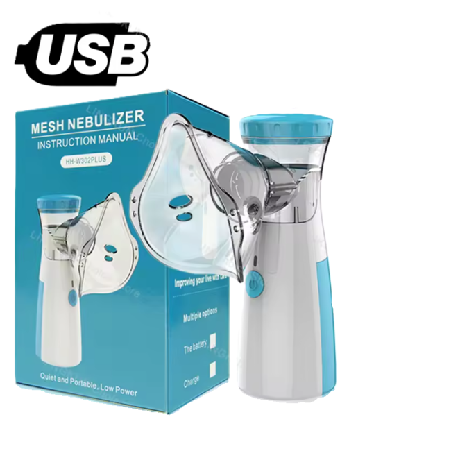Draagbare Ultrasone Inhalator Mini – Vernevelaar met USB & Batterij – Astma Inhalatieapparaat voor Volwassenen & Kinderen – met 3 Maskers – 15ml