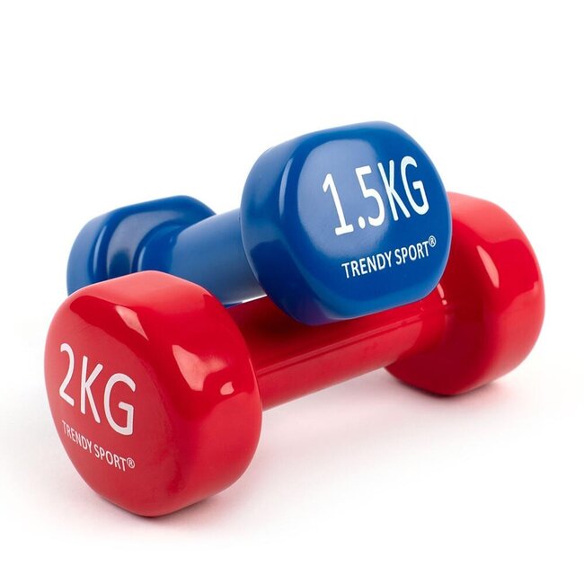 Vinyl Dumbbells  -  1,5 Kg. Gewichten  - Set 2 stuks