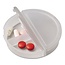Klein Rond Pillendoosje met 3 Vakjes – Mat Wit Transparant – 7,5 cm