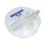 Klein Rond Pillendoosje met 3 Vakjes – Mat Wit Transparant – 7,5 cm