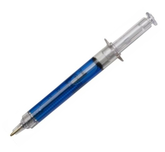 Injectiespuit schrijfpen - Blauw